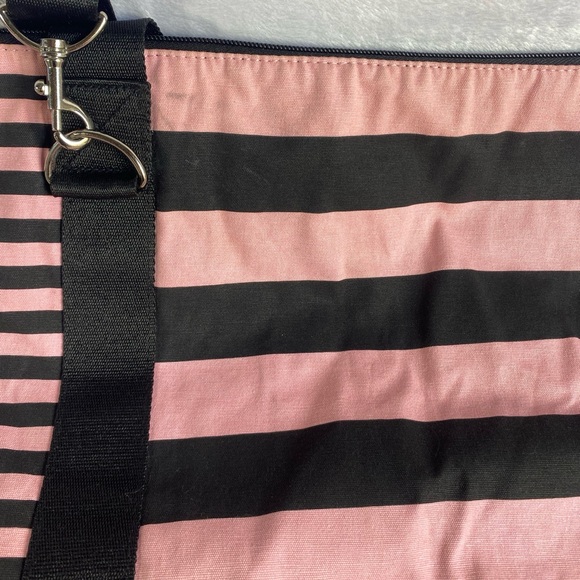 Victoria's Secret Weekenders Women's Pink Black Striped Duffle Bag - Picture 6 of 10